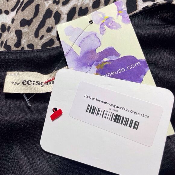 NWT ee:some Women Animal Print Shift Dress Size XL Brown Boho 3/4 Balloon Sleeve - Picture 6 of 14